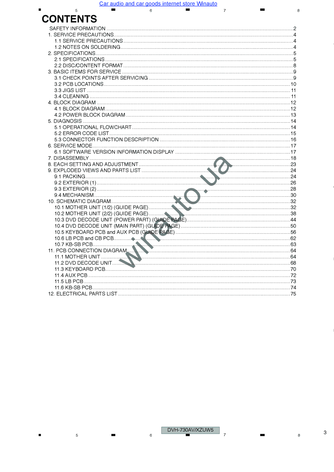 Pioneer DVH-735AV user manual Contents 