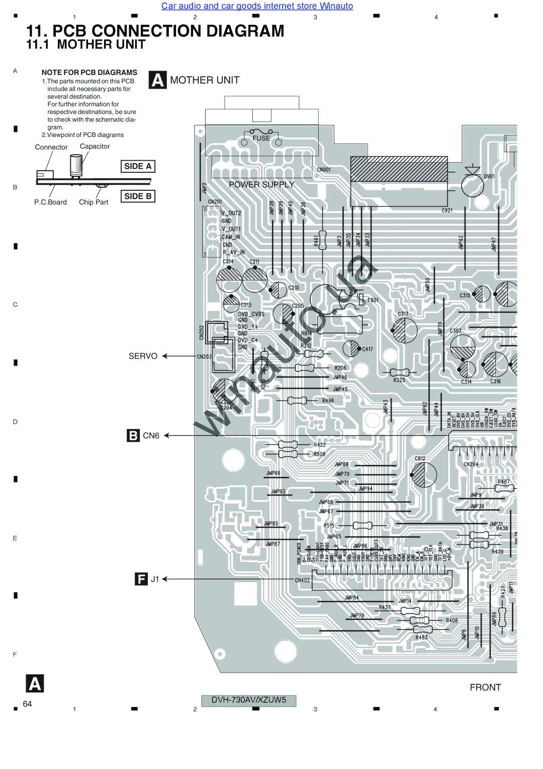 Pioneer DVH-735AV user manual PCB Connection Diagram, Mother Unit 