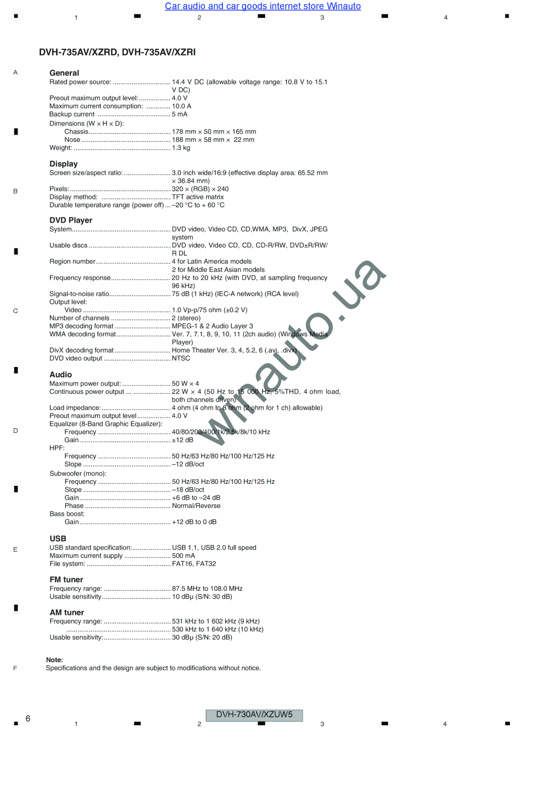 Pioneer user manual DVH-735AV/XZRD, DVH-735AV/XZRI 