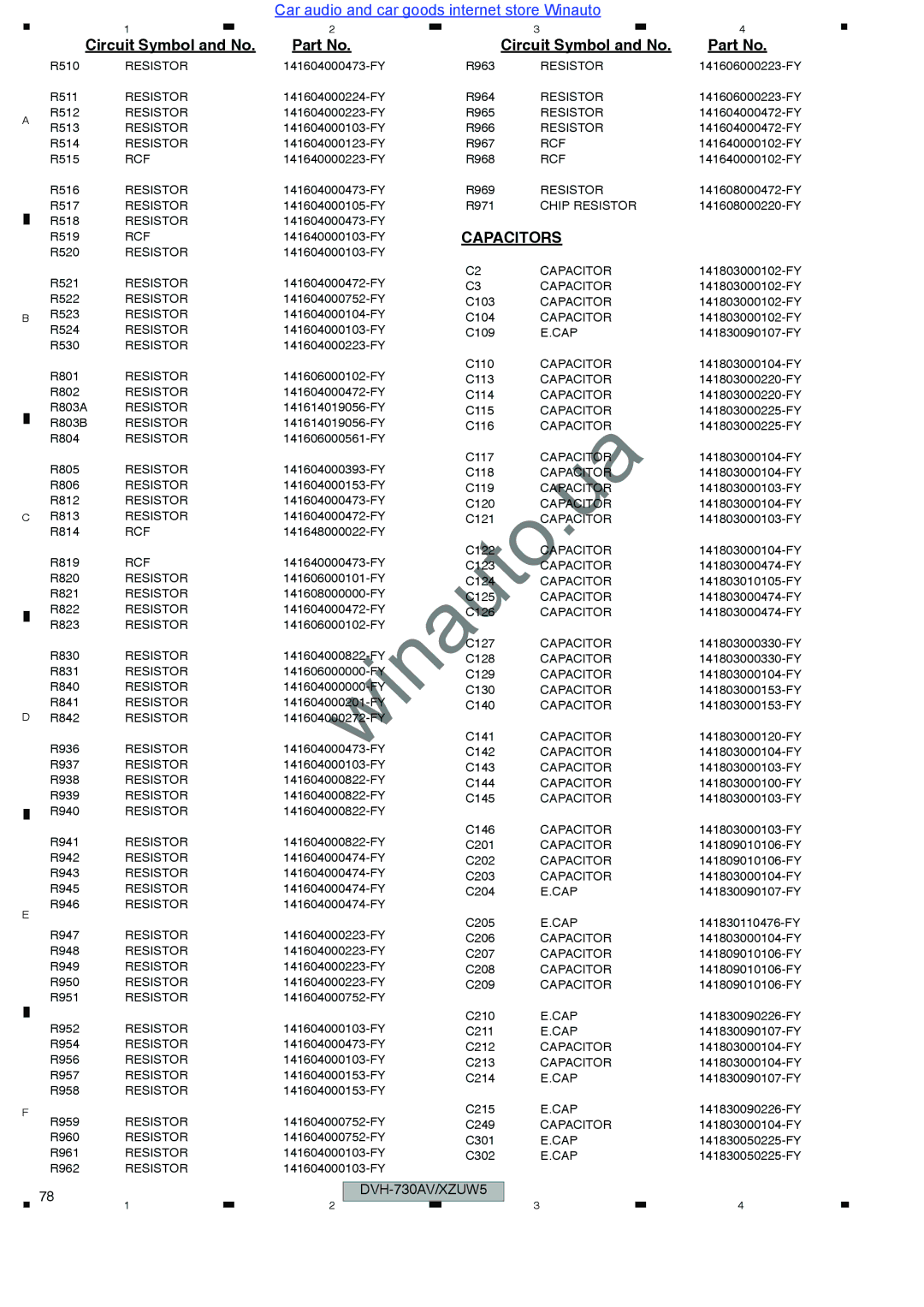 Pioneer DVH-735AV user manual Capacitors 