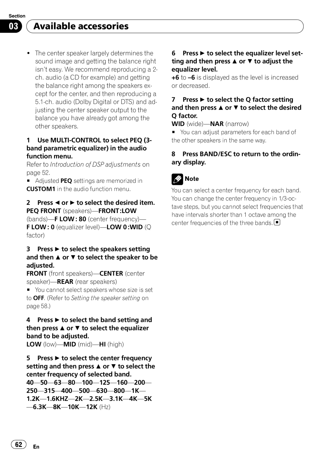 Pioneer DVH-P4100UB operation manual Available accessories 