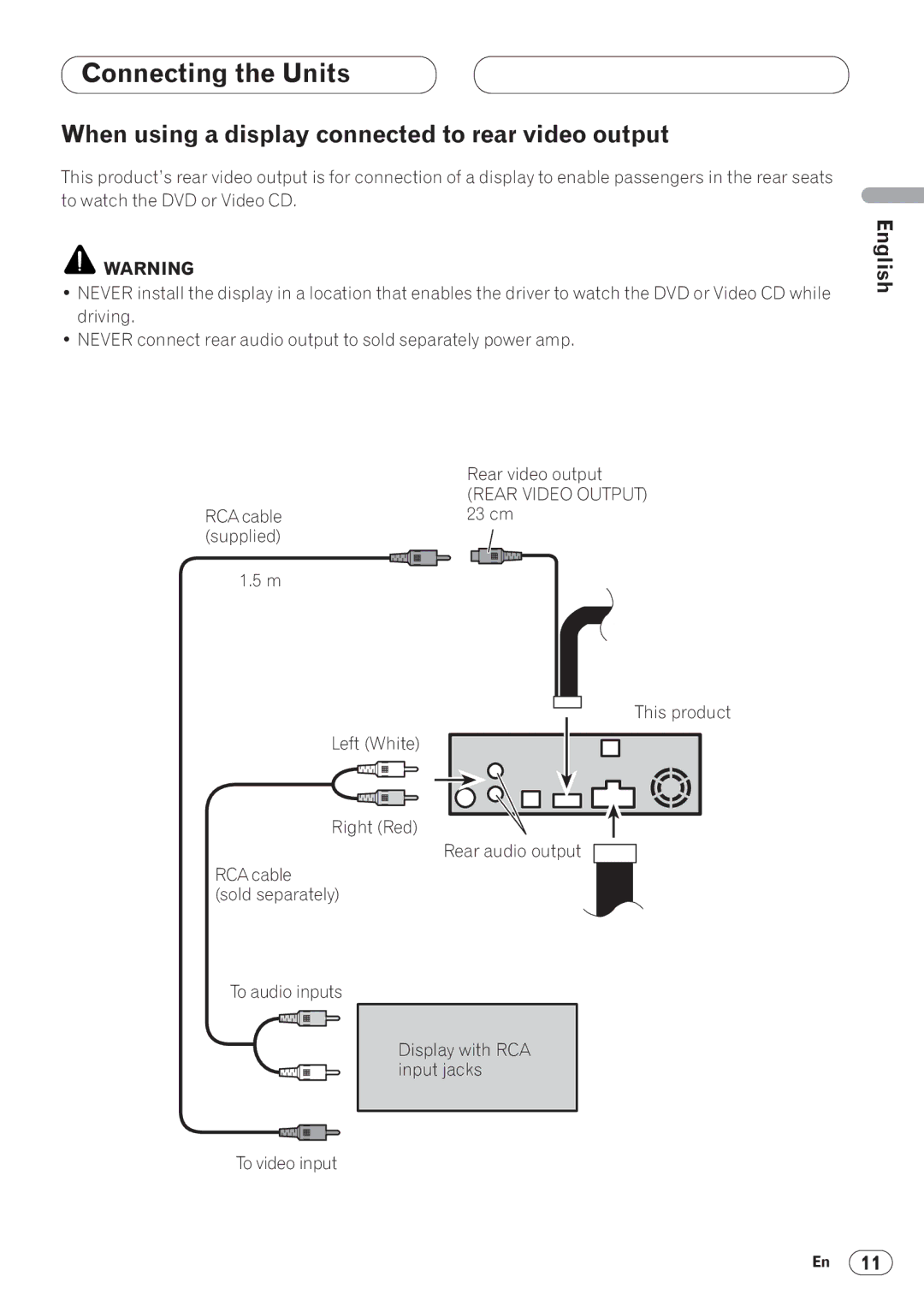 Pioneer DVH-P5050MP installation manual When using a display connected to rear video output 