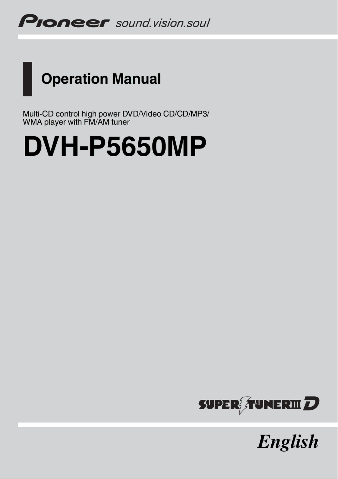 Pioneer DVH-P5650MP operation manual 