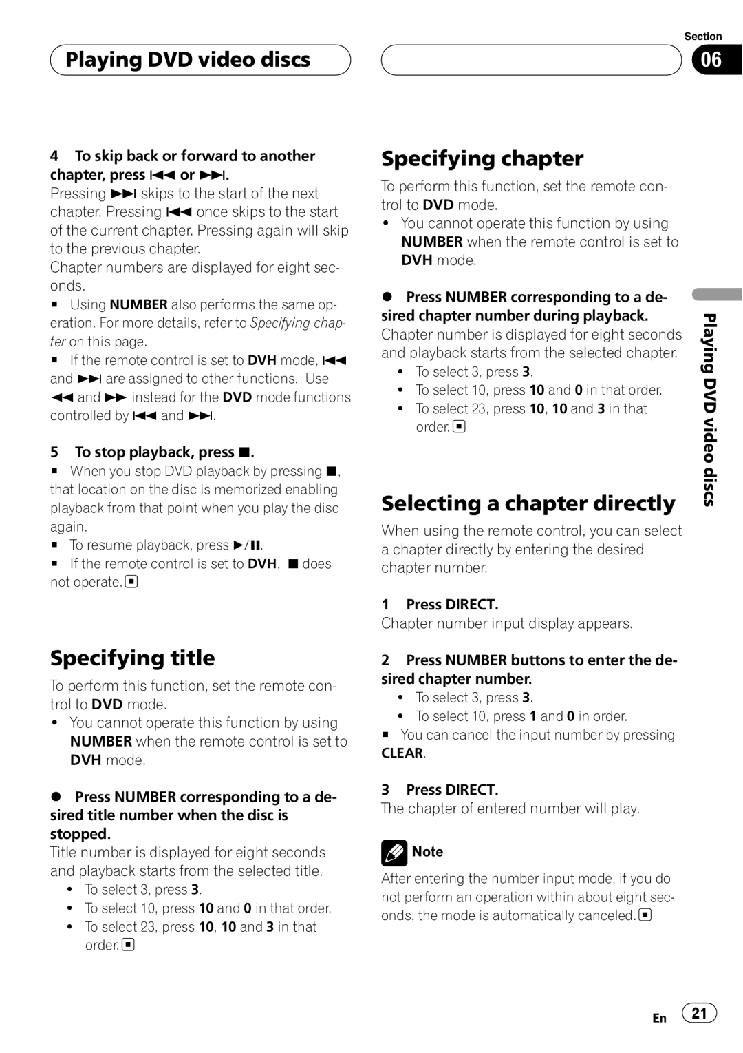 Pioneer DVH-P5650MP operation manual 