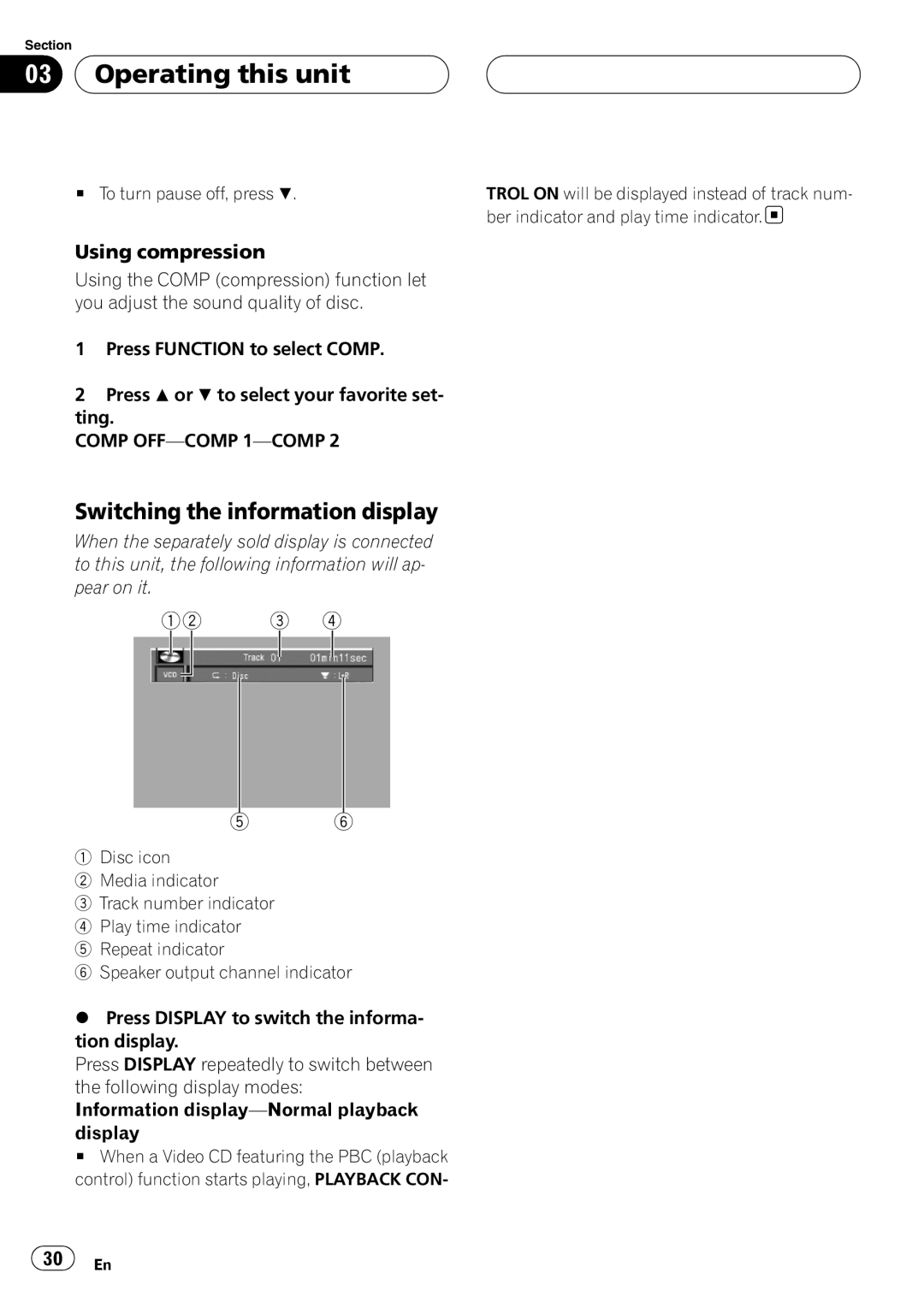 Pioneer DVH-P5900MP operation manual Switching the information display,    , Ber indicator and play time indicator 