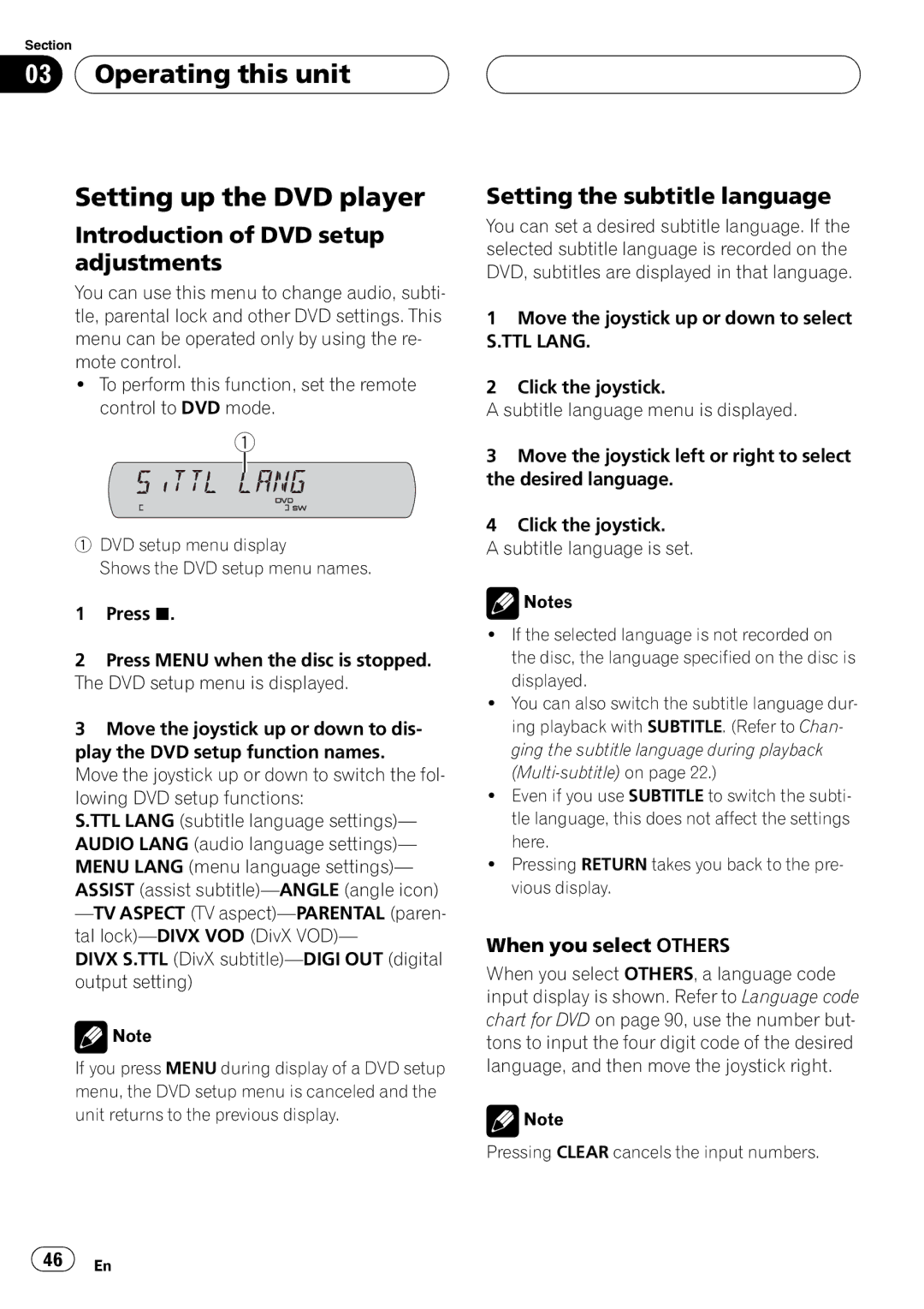 Pioneer DVH-P5900MP operation manual Operating this unit Setting up the DVD player, Introduction of DVD setup adjustments 