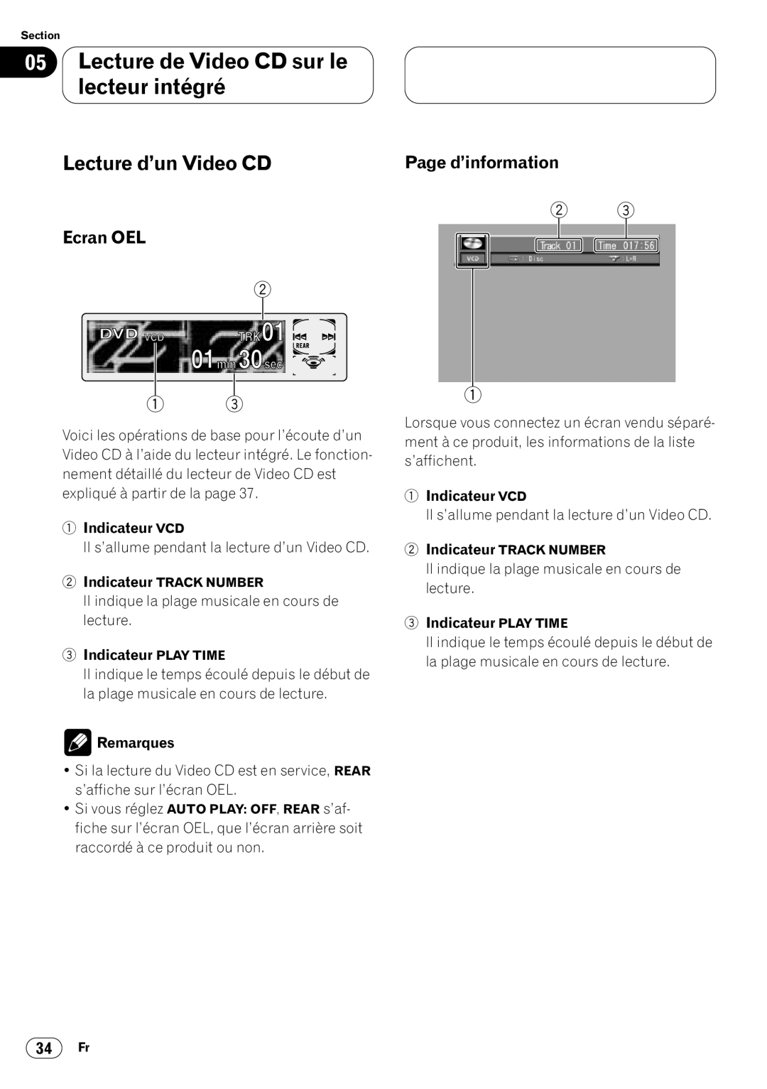 Pioneer DVH-P7000 owner manual Lecture de Video CD sur le lecteur intégré, Lecture d’un Video CD, Indicateur VCD 