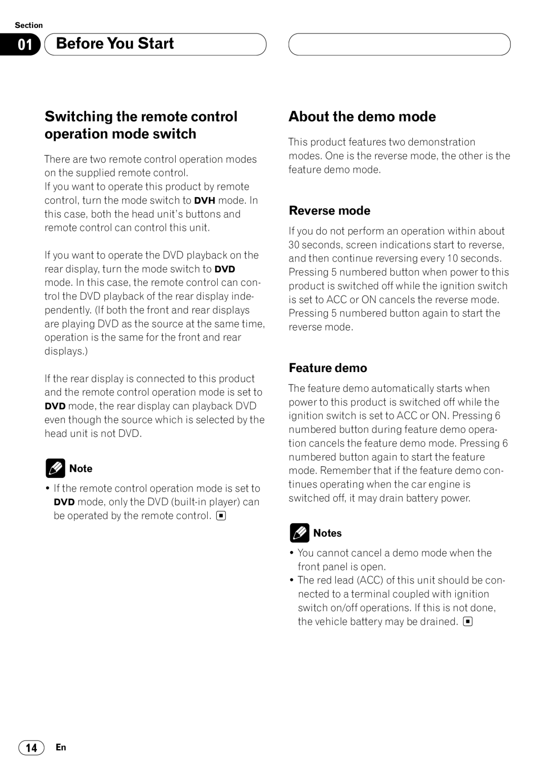 Pioneer DVH-P7000 owner manual About the demo mode, Reverse mode, Feature demo 