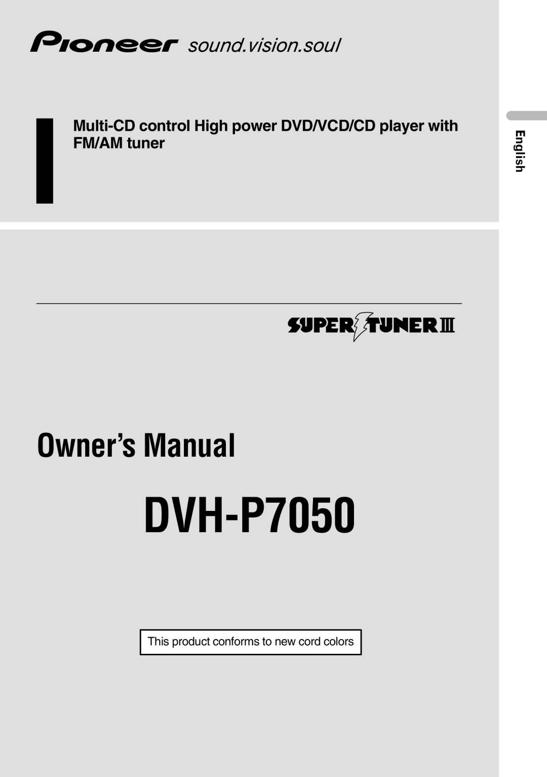 Pioneer DVH-P7050 owner manual English 