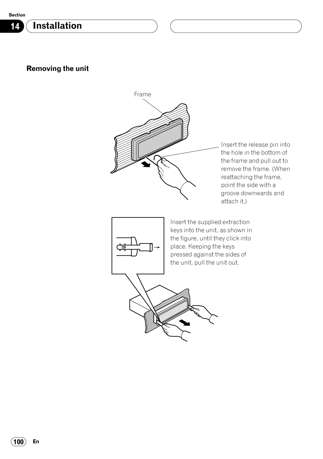 Pioneer DVH-P7050 owner manual Removing the unit 