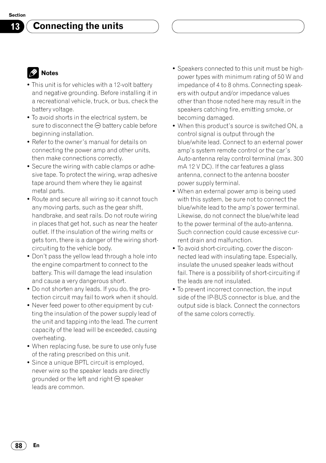 Pioneer DVH-P7050 owner manual Connecting the units 