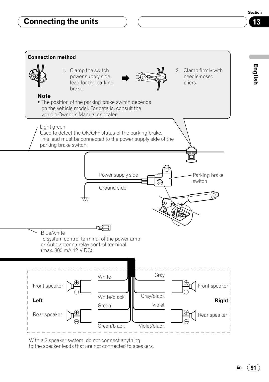 Pioneer DVH-P7050 owner manual Connection method, Left, Right 