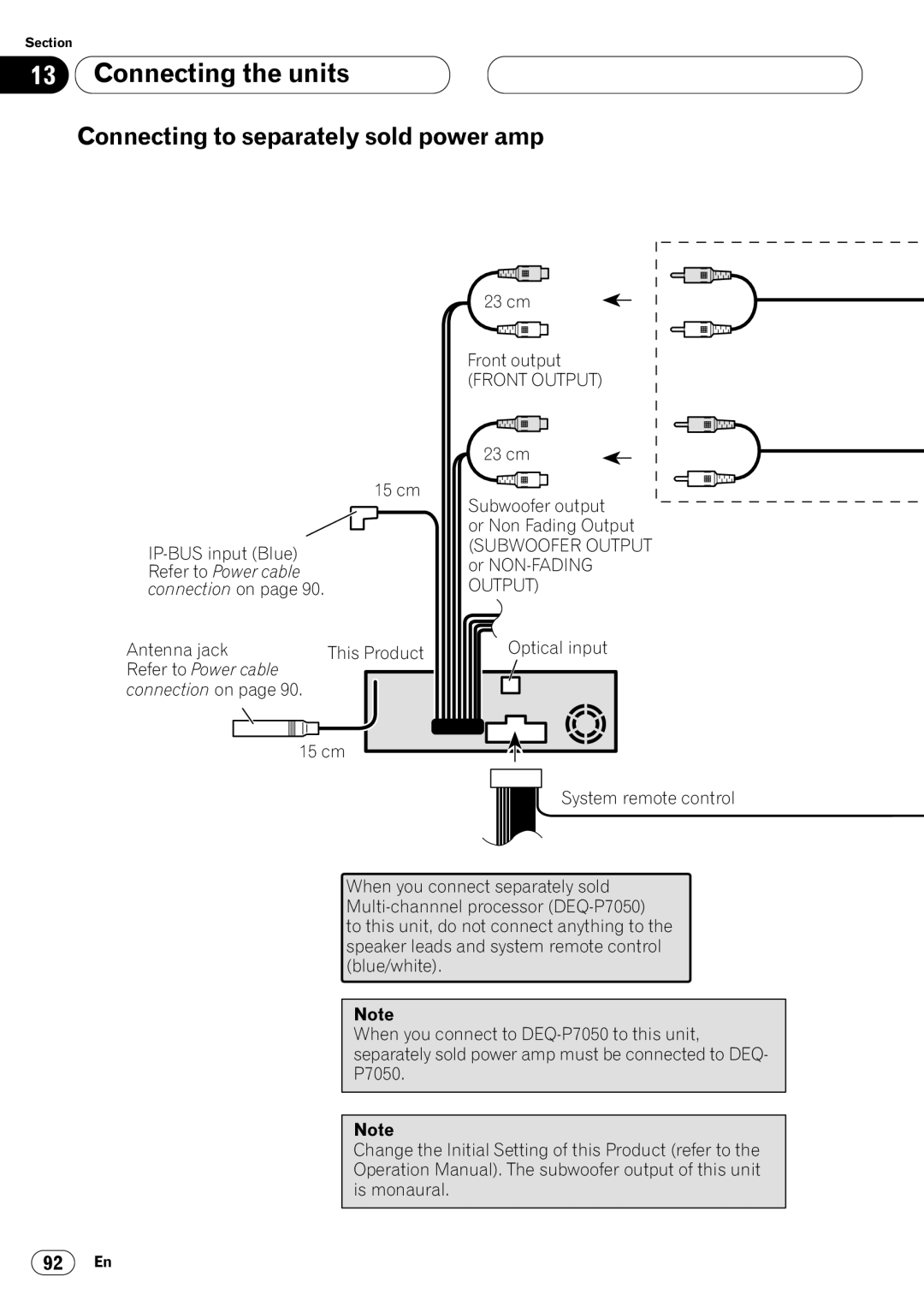 Pioneer DVH-P7050 owner manual Connecting to separately sold power amp, Refer to Power cable Connection on 