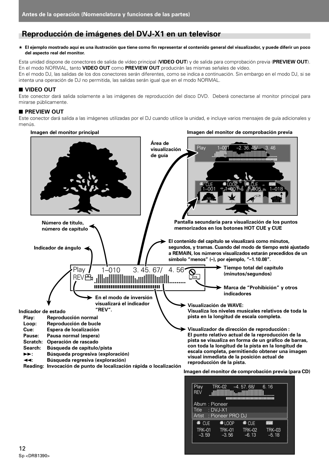 Pioneer Reproducción de imágenes del DVJ-X1 en un televisor, Play, Tiempo total del capítulo, Minutos/segundos 