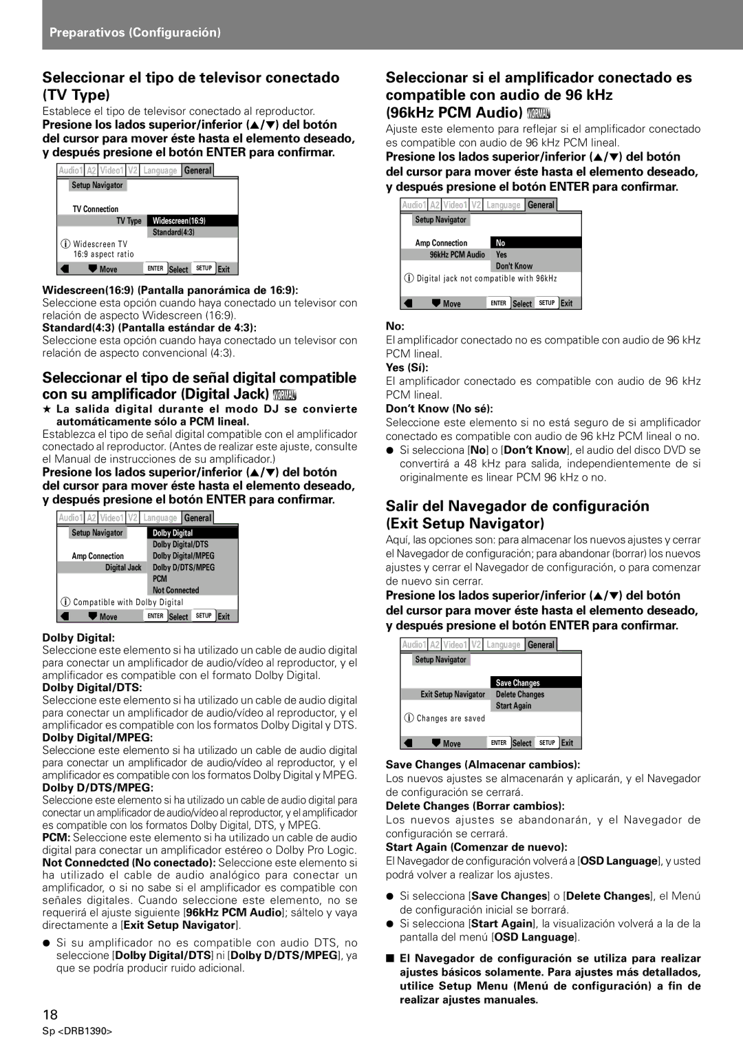 Pioneer DVJ-X1 operating instructions Seleccionar el tipo de televisor conectado TV Type 