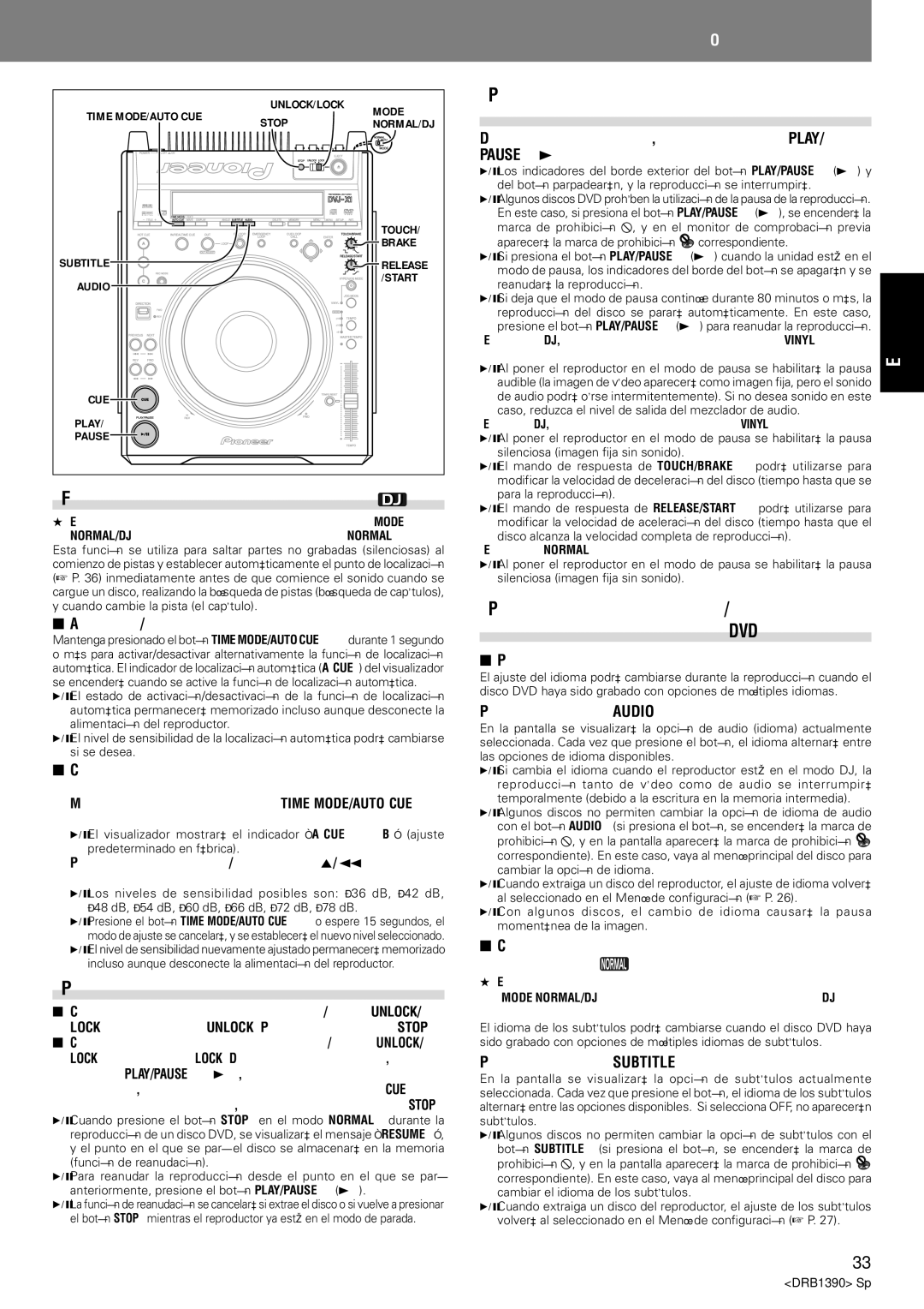 Pioneer DVJ-X1 operating instructions Función de localización automática, Para parar la reproducción 