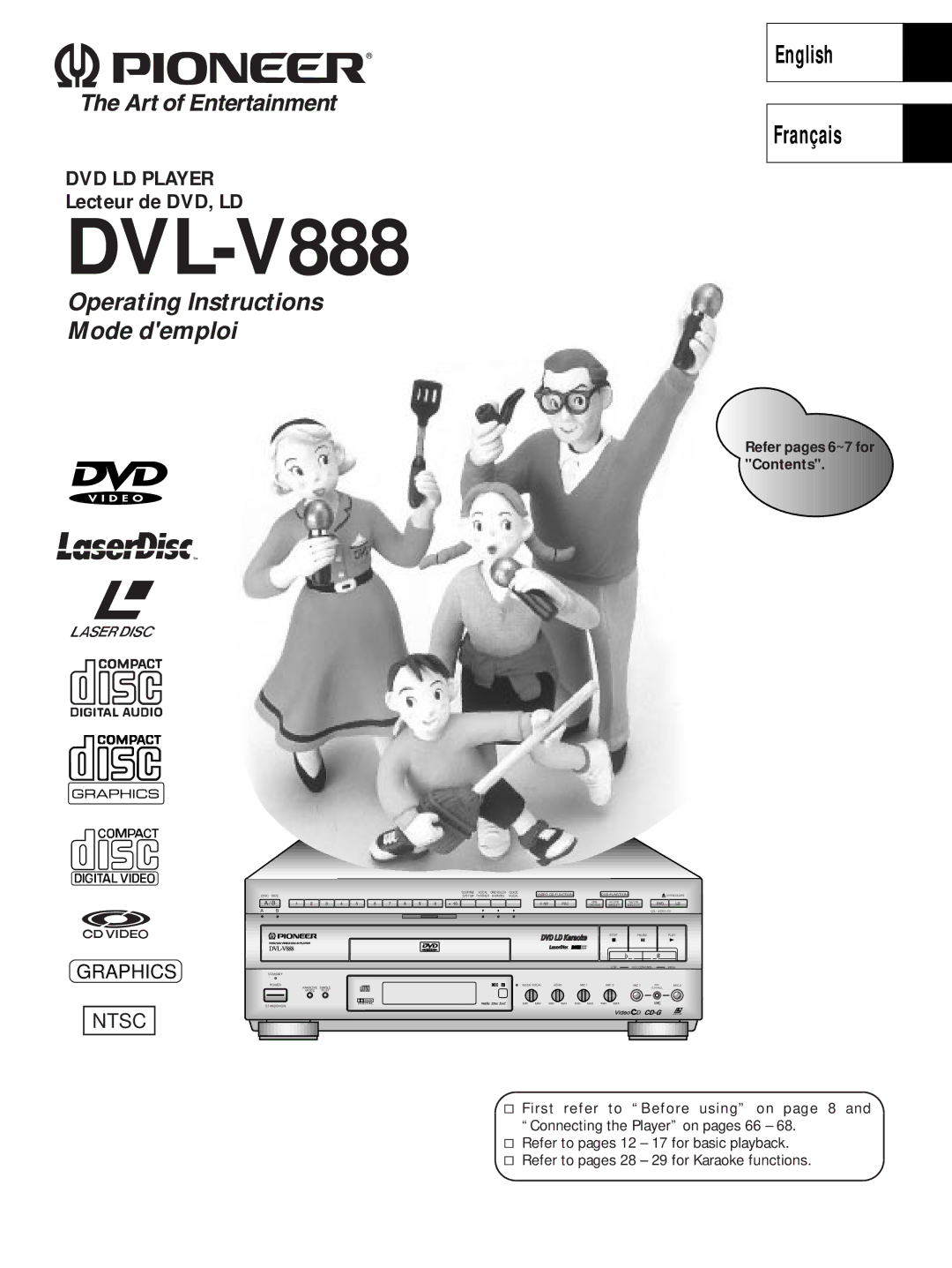 Pioneer DVL-V888 operating instructions Lecteur de DVD, LD 