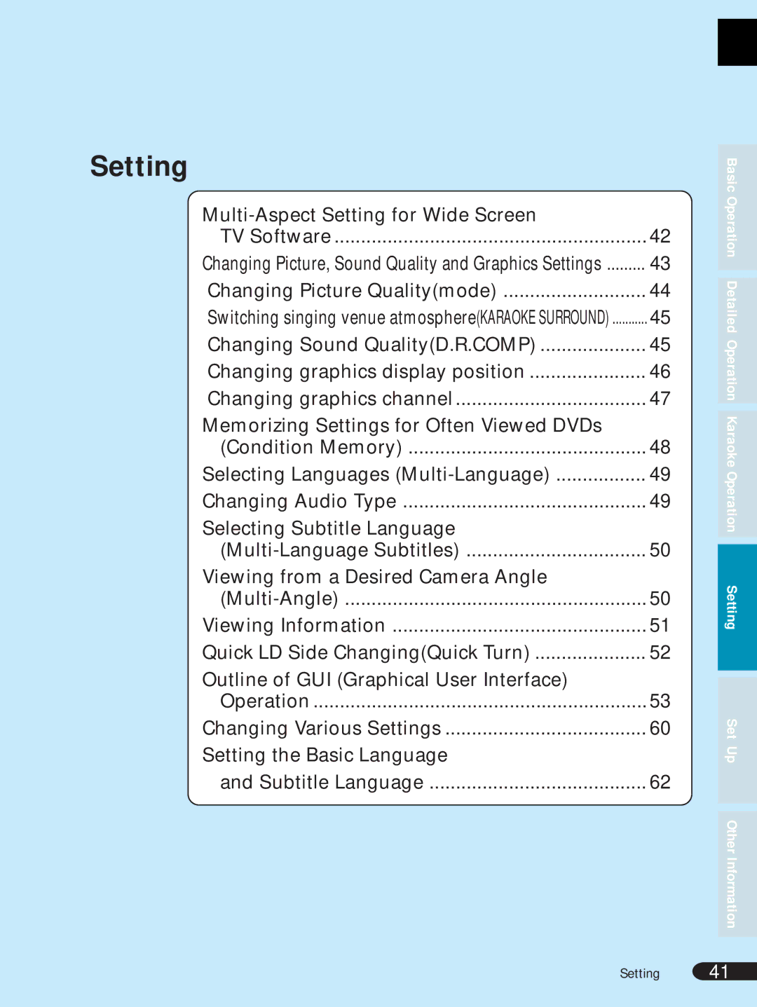 Pioneer DVL-V888 operating instructions Setting 