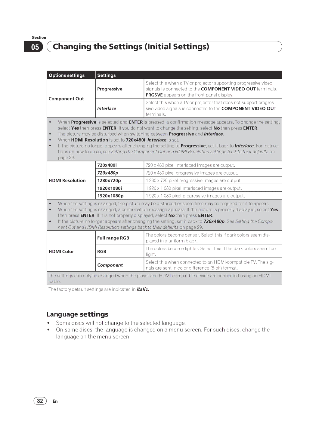 Pioneer DVP 420K, DV-420V-K operating instructions Language settings 