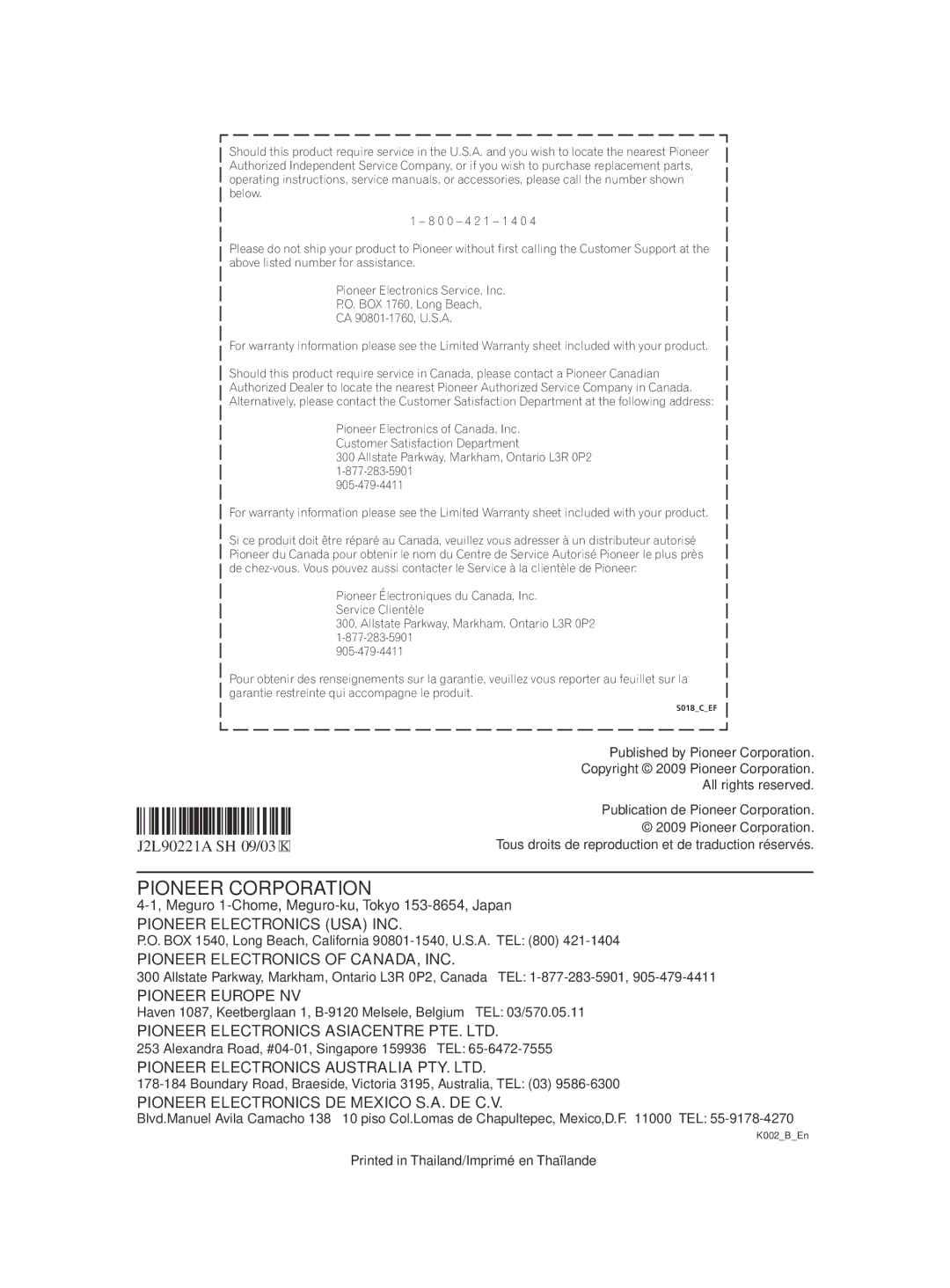 Pioneer DV-420V-K, DVP 420K operating instructions Pioneer Corporation 