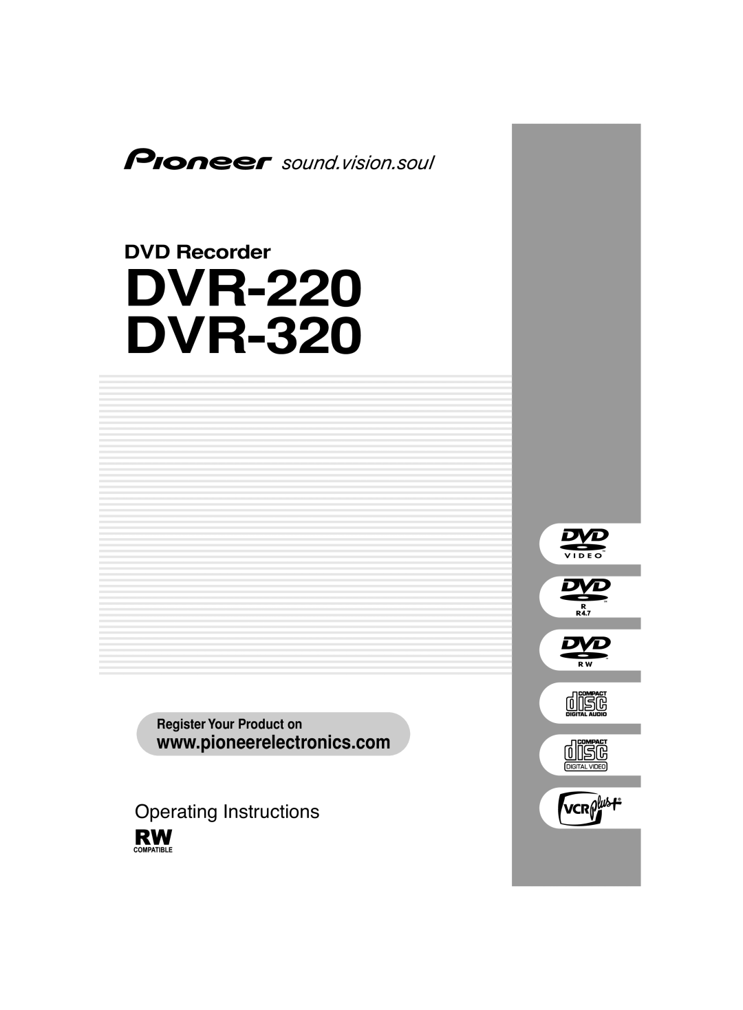 Pioneer operating instructions DVR-220 DVR-320 