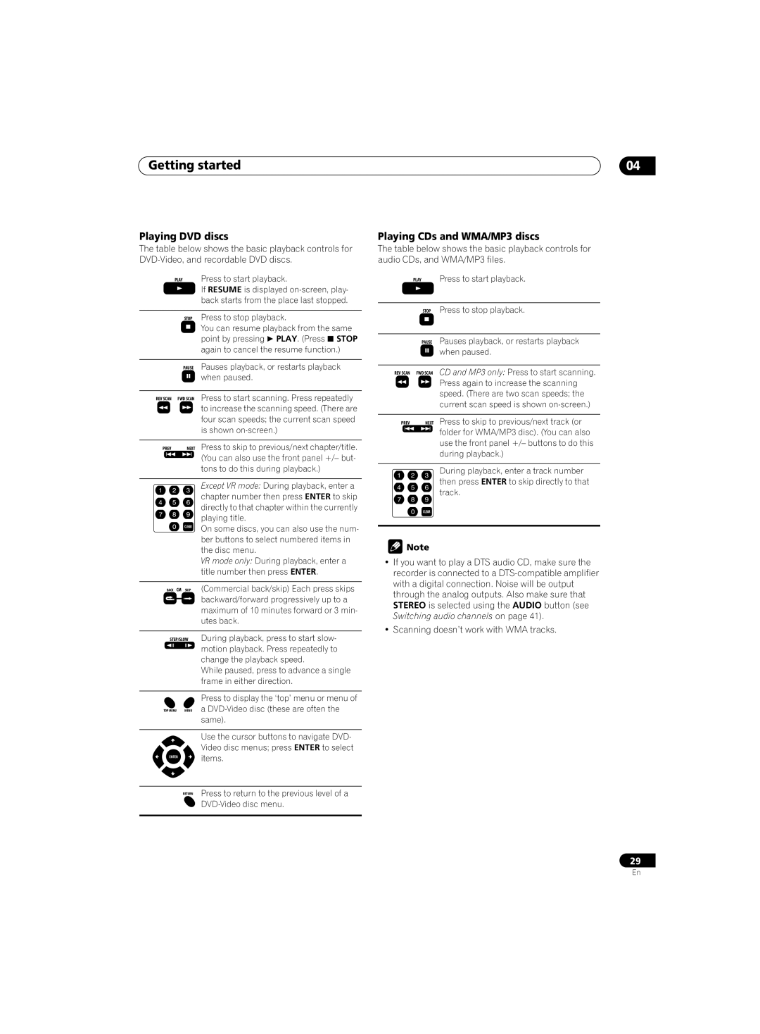 Pioneer DVR-220 operating instructions Playing DVD discs, Playing CDs and WMA/MP3 discs 