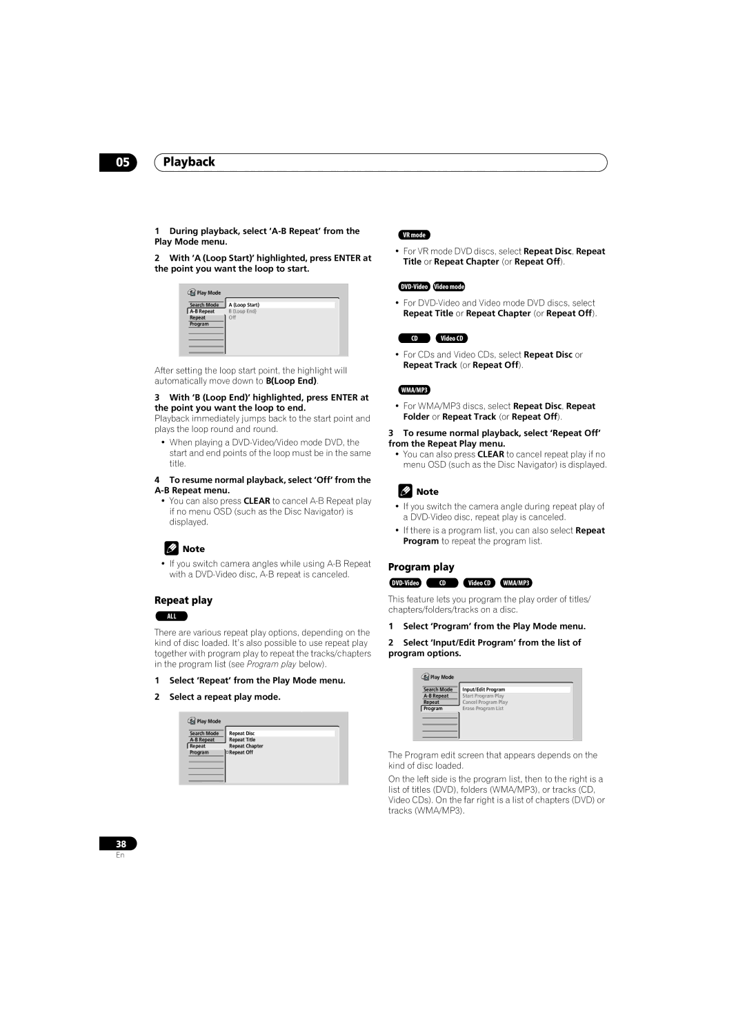 Pioneer DVR-220 operating instructions Repeat play, Program play 