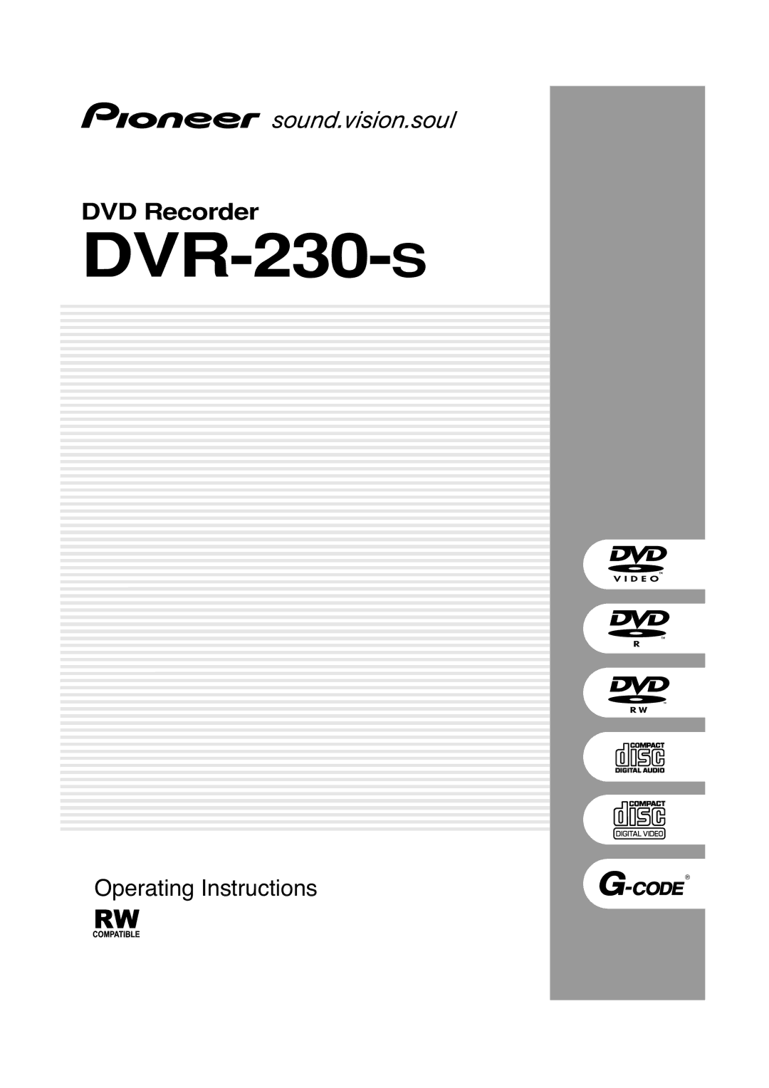 Pioneer DVR-230-S manual 