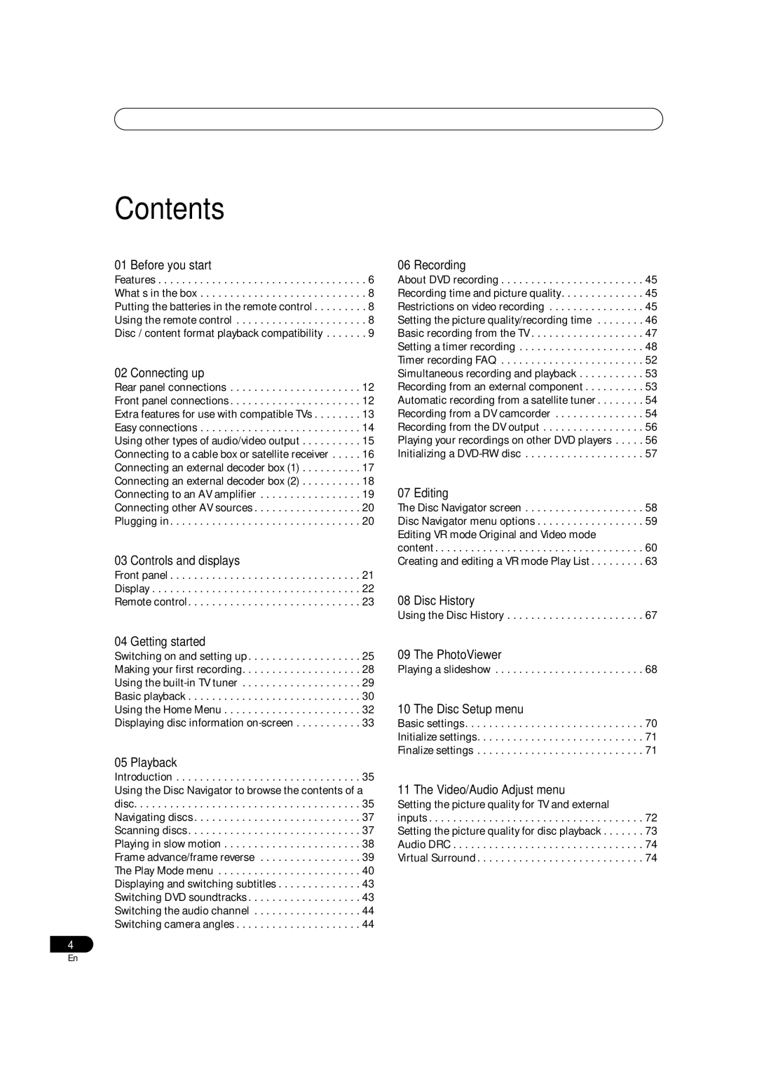 Pioneer DVR-3100 operating instructions Contents 