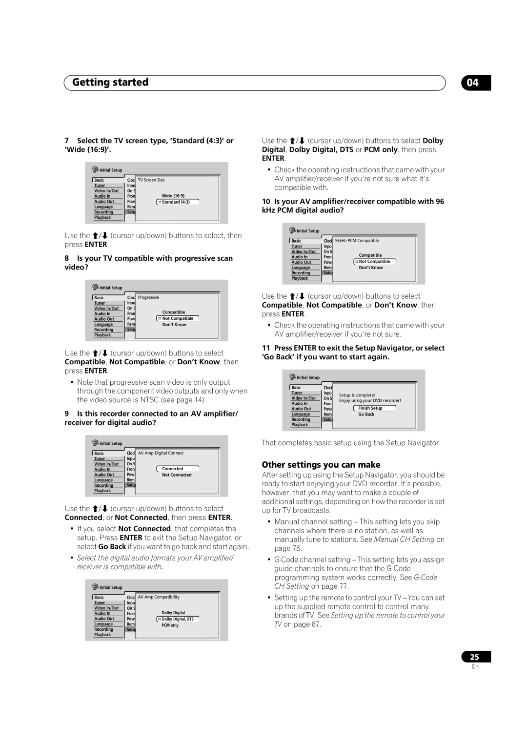 Pioneer DVR-320-S operating instructions Other settings you can make 