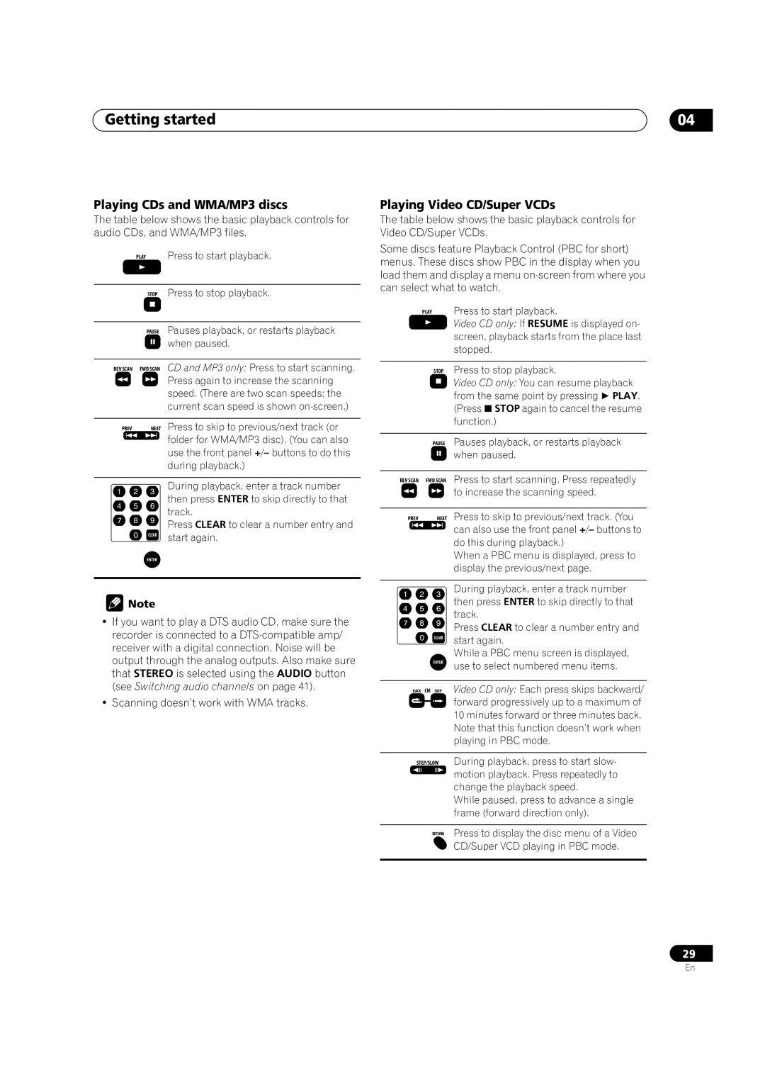 Pioneer DVR-320-S operating instructions Playing CDs and WMA/MP3 discs, Playing Video CD/Super VCDs 