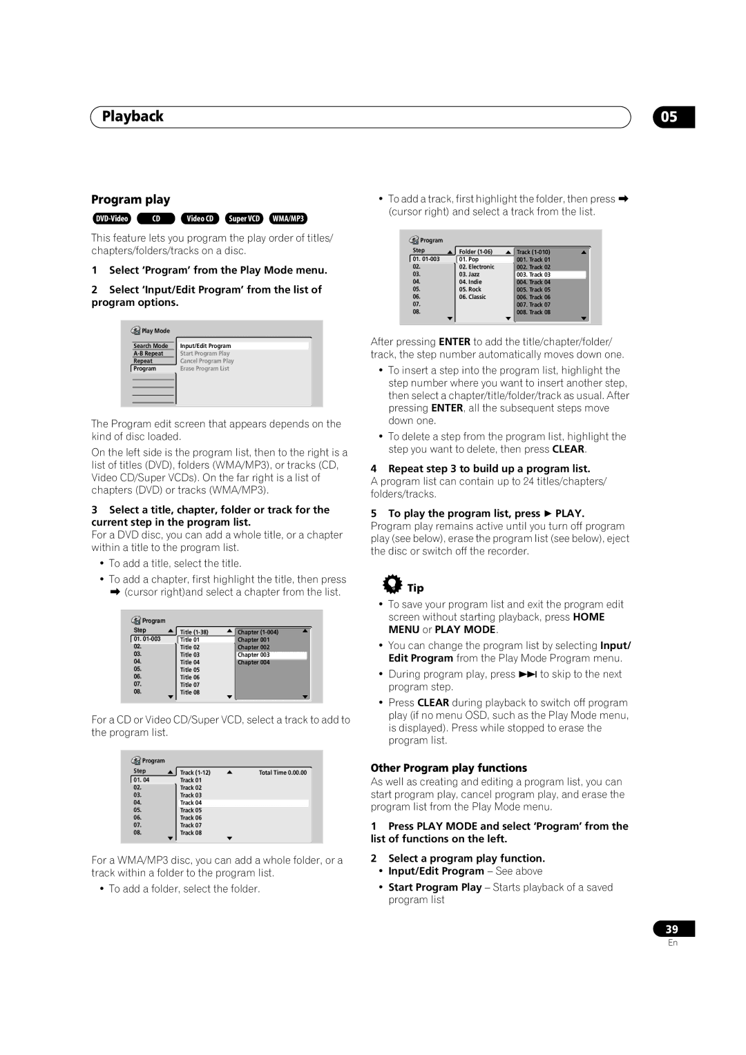 Pioneer DVR-320-S operating instructions Other Program play functions, Repeat to build up a program list 