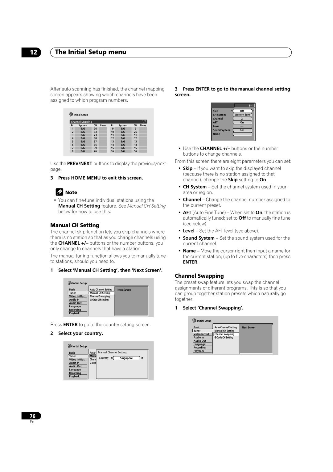 Pioneer DVR-320-S operating instructions Manual CH Setting, Channel Swapping 