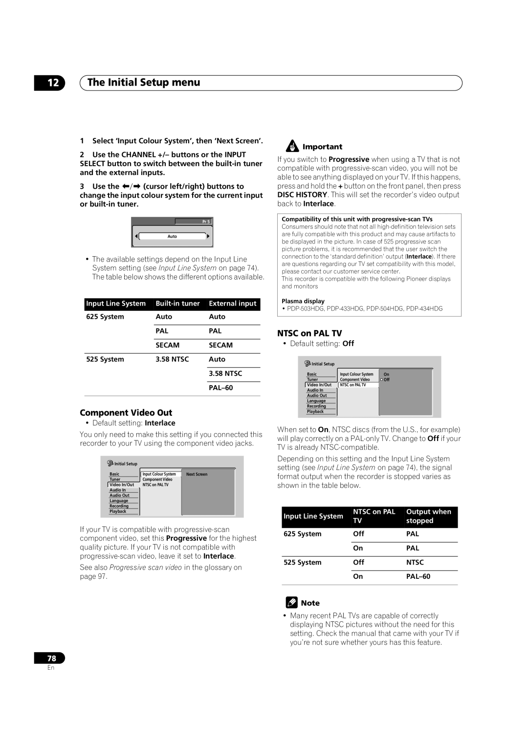 Pioneer DVR-320-S operating instructions Component Video Out, Ntsc on PAL TV, PAL Secam, Pal 