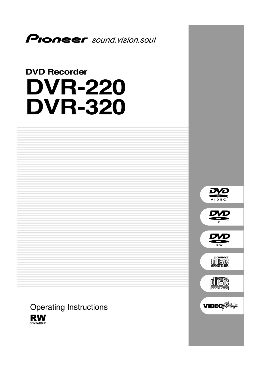 Pioneer operating instructions DVR-220DVR-320 