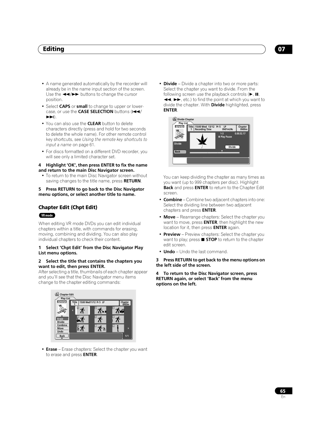 Pioneer DVR-320 operating instructions Input a name on 