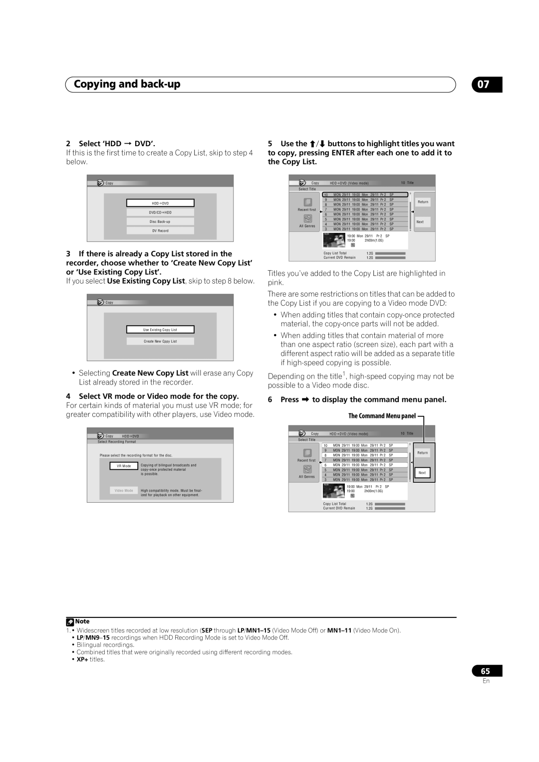 Pioneer DVR-433H-K, DVR-433H-S manual Select ‘HDD DVD’, If you select Use Existing Copy List, skip to below 