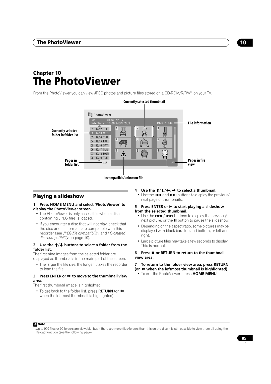 Pioneer DVR-433H-K, DVR-433H-S manual PhotoViewer Chapter, Playing a slideshow 