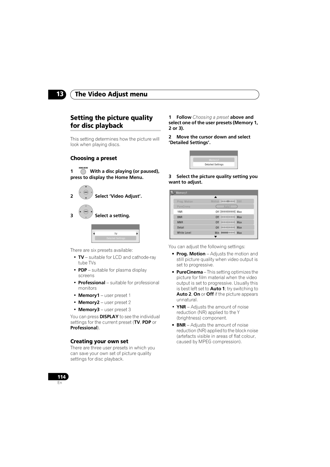 Pioneer DVR-440H-S manual Move the cursor down and select ‘Detailed Settings’, Select a setting, Professional 