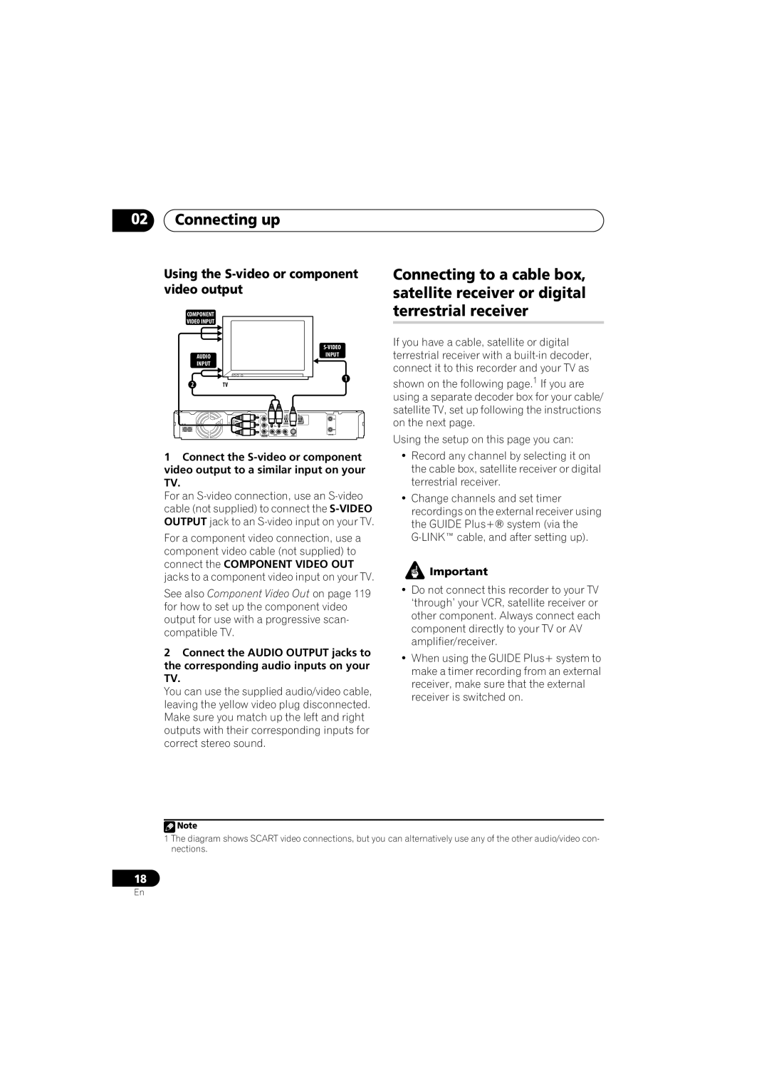 Pioneer DVR-440H-S manual Using the S-video or component video output 