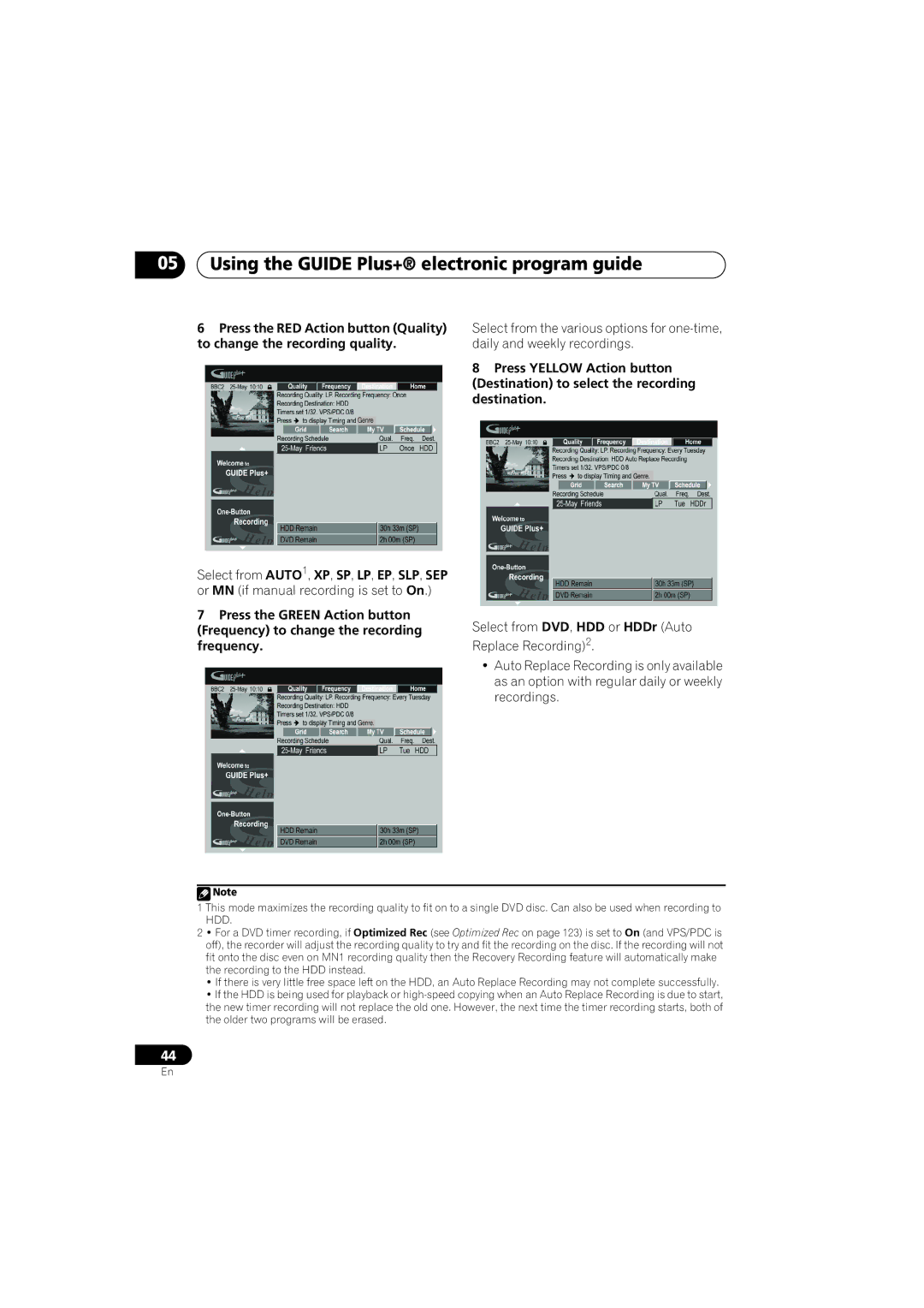 Pioneer DVR-440H-S manual Using the Guide Plus+ electronic program guide 