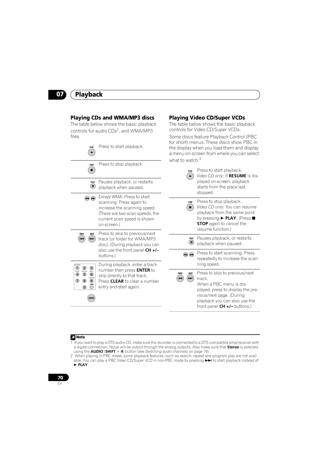 Pioneer DVR-440H-S manual Playing CDs and WMA/MP3 discs, Playing Video CD/Super VCDs 