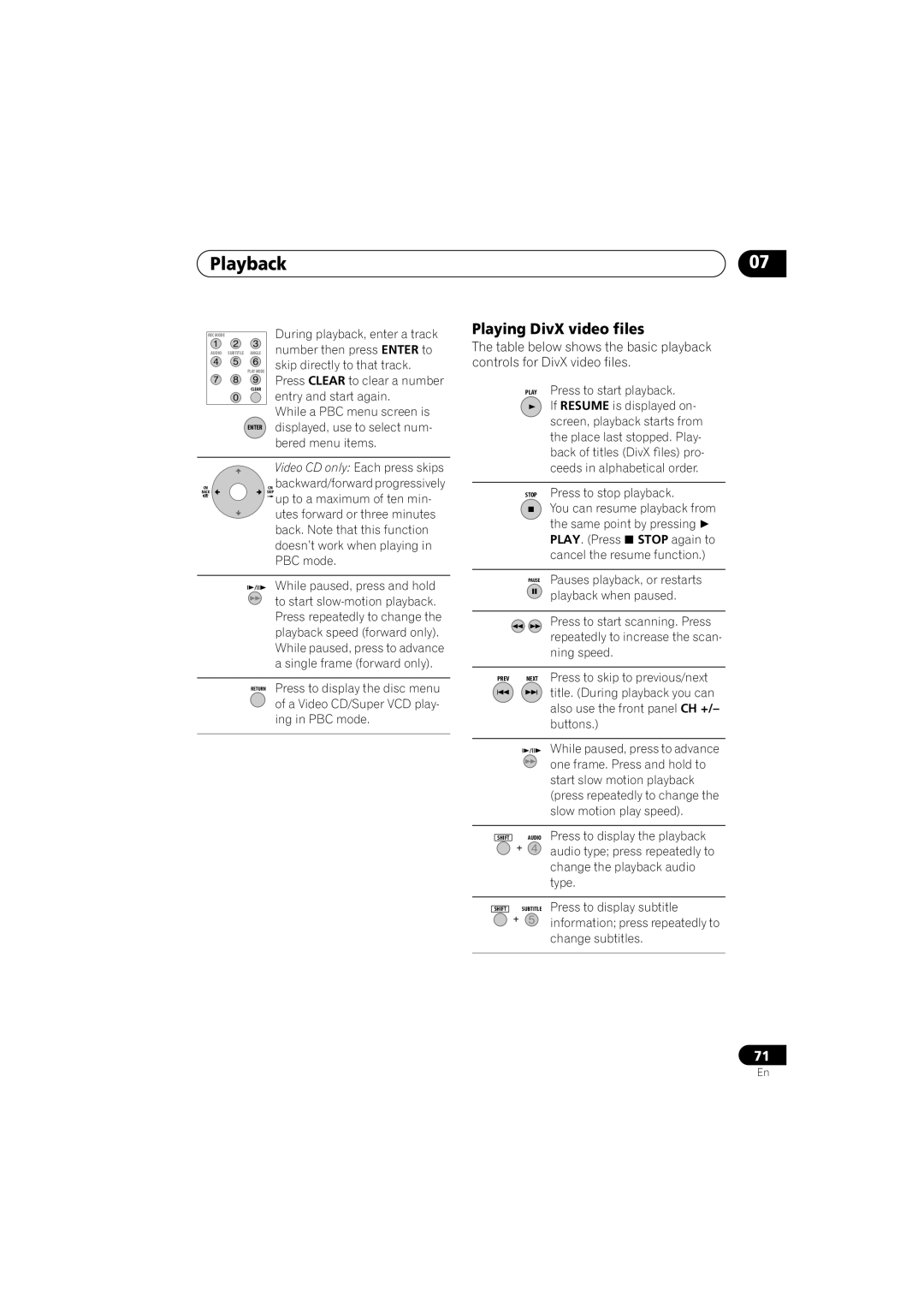 Pioneer DVR-440H-S manual Playing DivX video files 