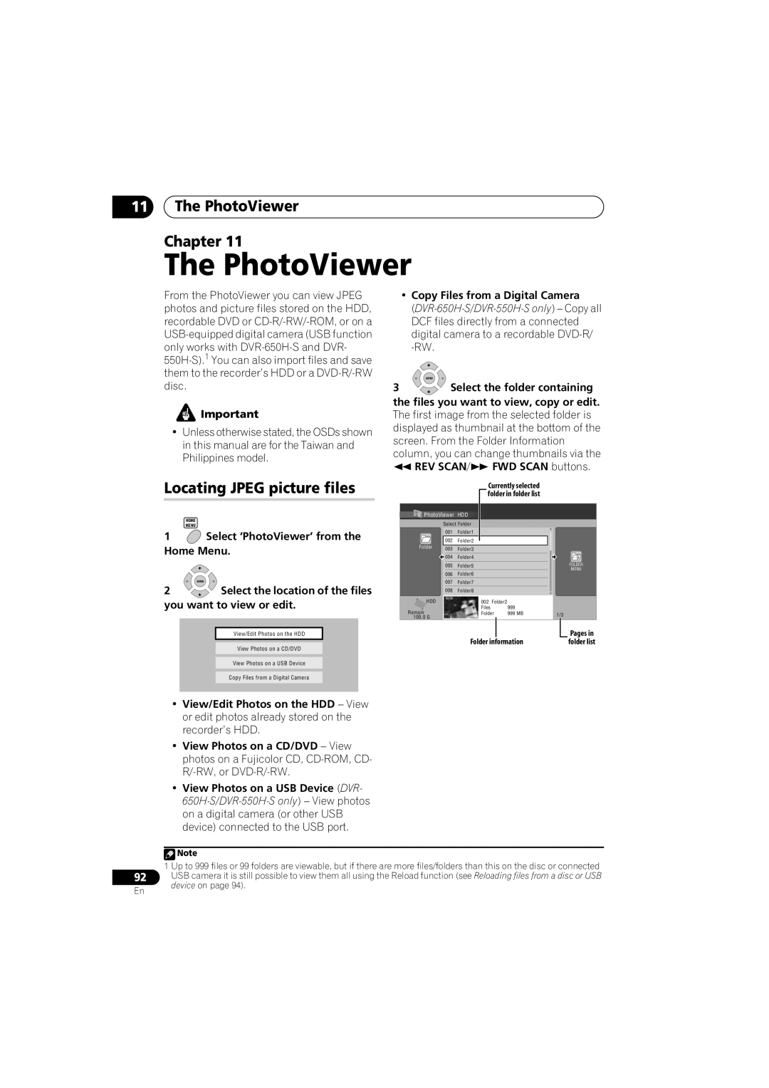 Pioneer DVR-450H-S manual PhotoViewer Chapter, Locating Jpeg picture files 