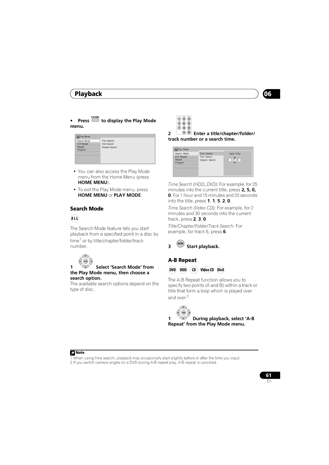 Pioneer DVR-541H-S operating instructions Search Mode, Repeat 