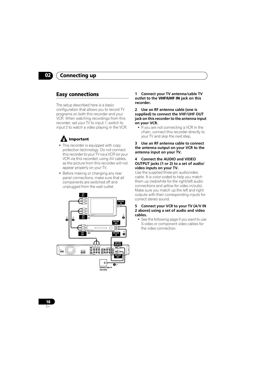 Pioneer DVR-543H-S, DVR-540H-S operating instructions Connecting up Easy connections 