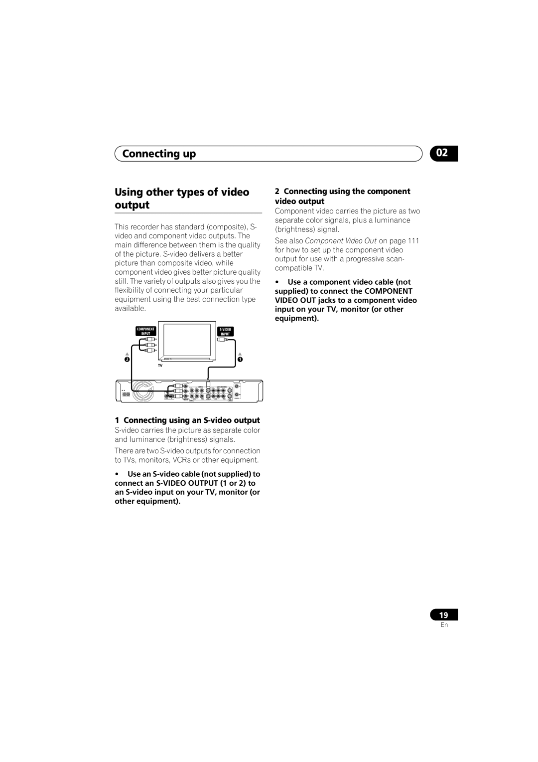 Pioneer DVR-540H-S, DVR-543H-S operating instructions Connecting up Using other types of video output, Input 