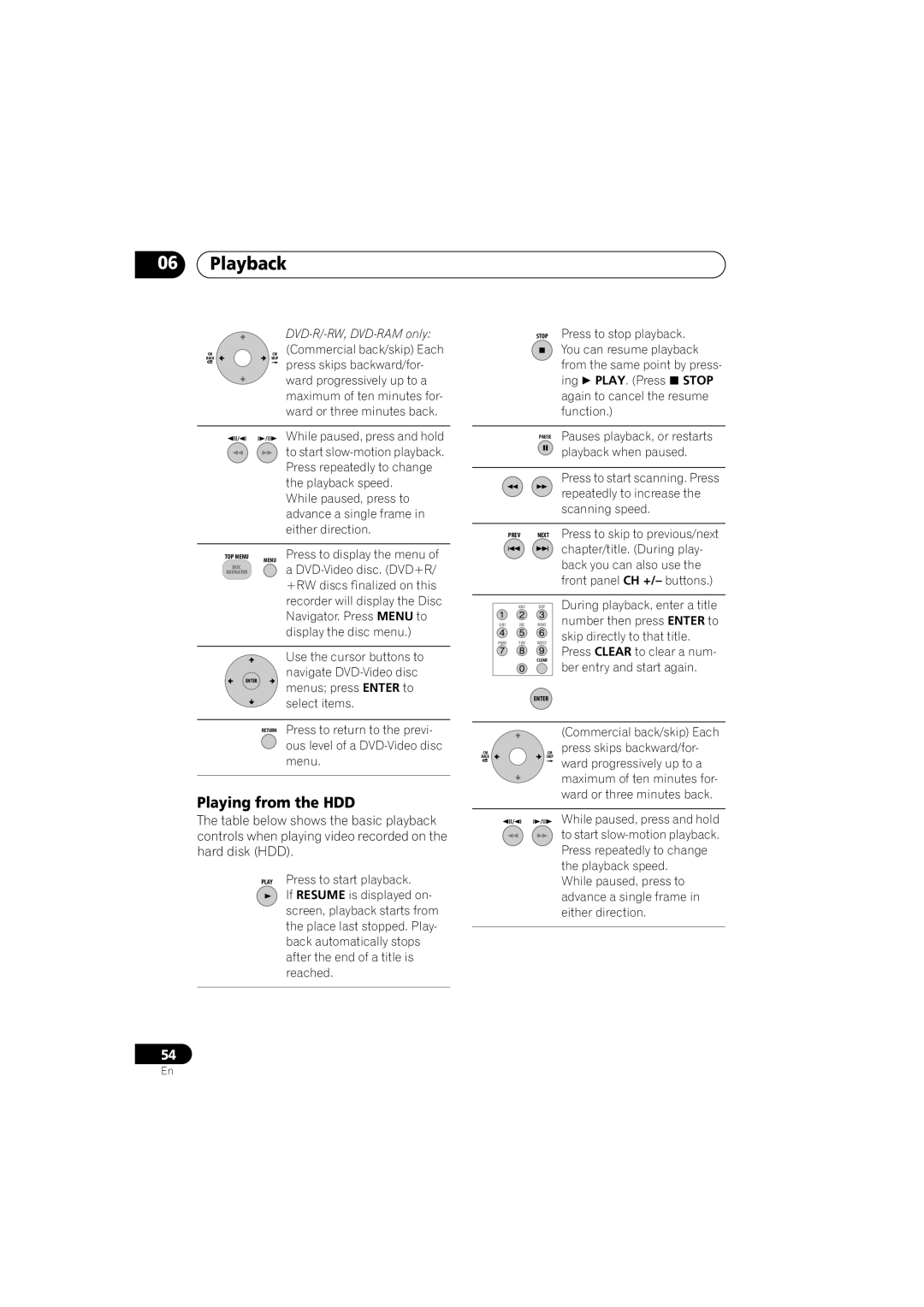 Pioneer DVR-543H-S, DVR-540H-S operating instructions Playing from the HDD 