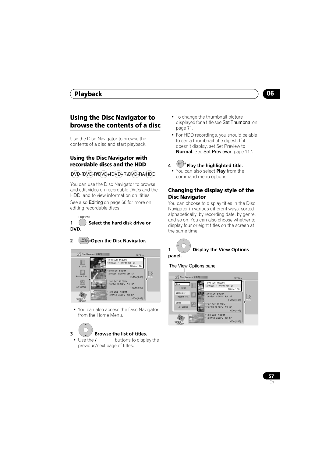 Pioneer DVR-540H-S, DVR-543H-S operating instructions Using the Disc Navigator to browse the contents of a disc 