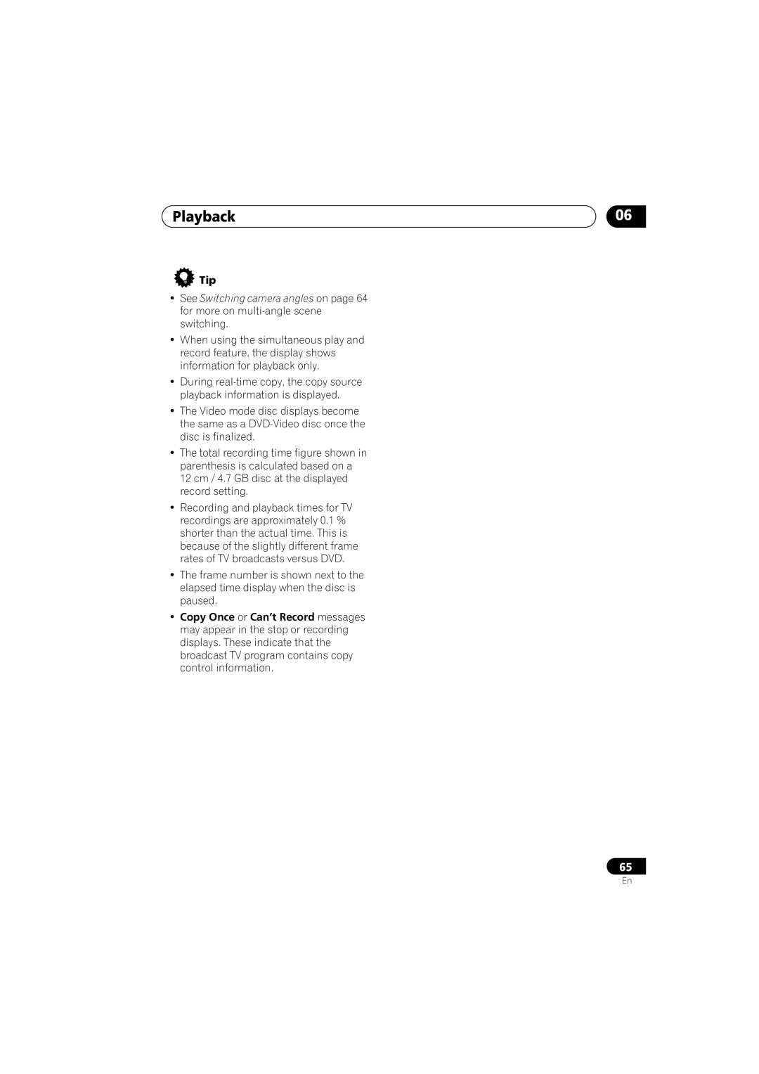 Pioneer DVR-540H-S, DVR-543H-S operating instructions Tip 